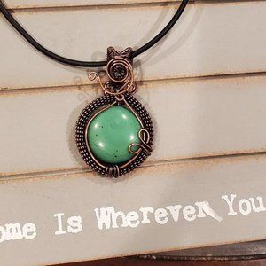 copper wrapped green chrysoprase necklace
